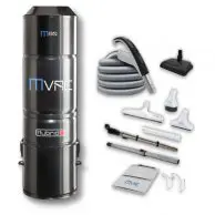 A vacuum is shown with its accessories.
