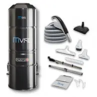 The vacuum is equipped with a hose and accessories.