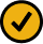 Group 1321317406 A yellow circle with an image of a check mark in it.