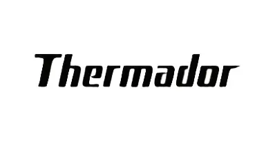A black and white image of the logo for thermado.