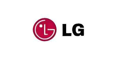 A red and black logo for lg