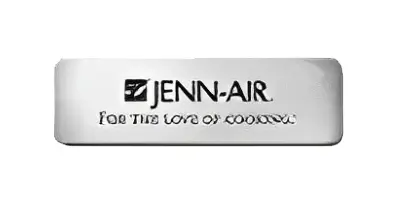 A jenn air logo on top of a plaque.