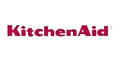 A red and white logo of kitchenaid