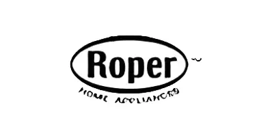 A black and white image of the logo for roper home appliances.