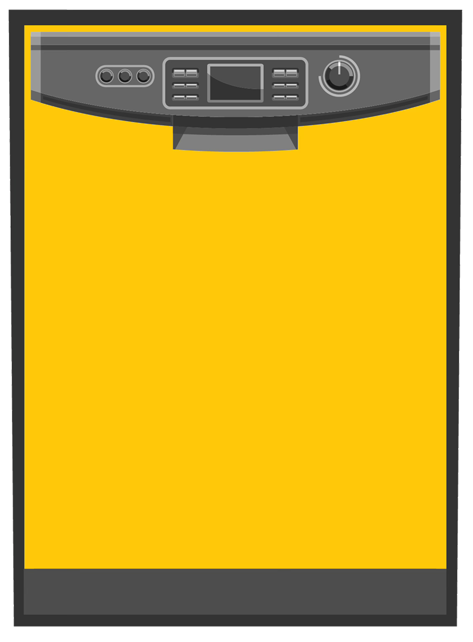 A yellow and black phone with the screen turned on.