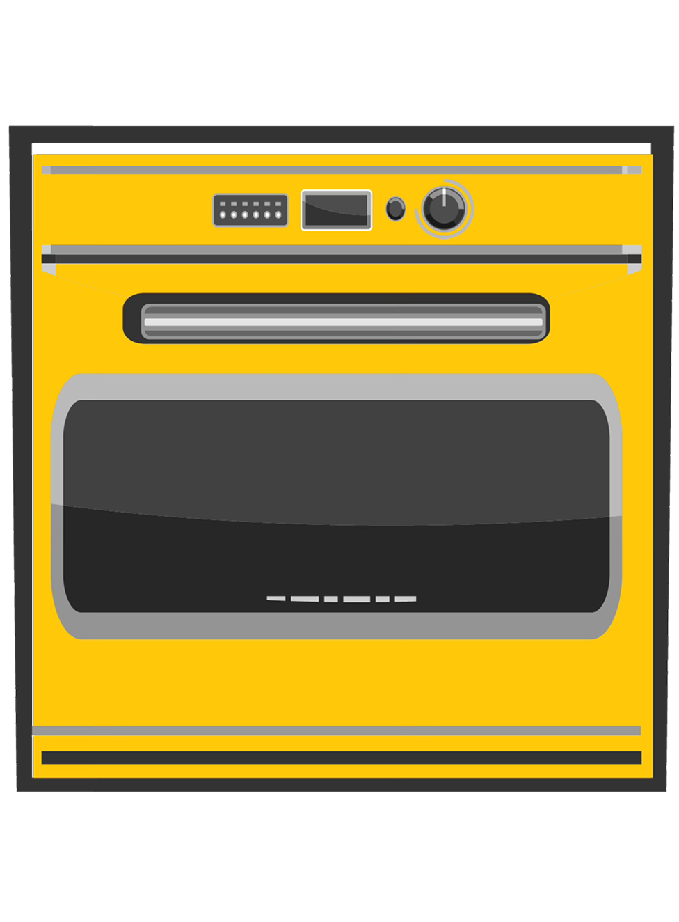 A yellow oven with the door open.